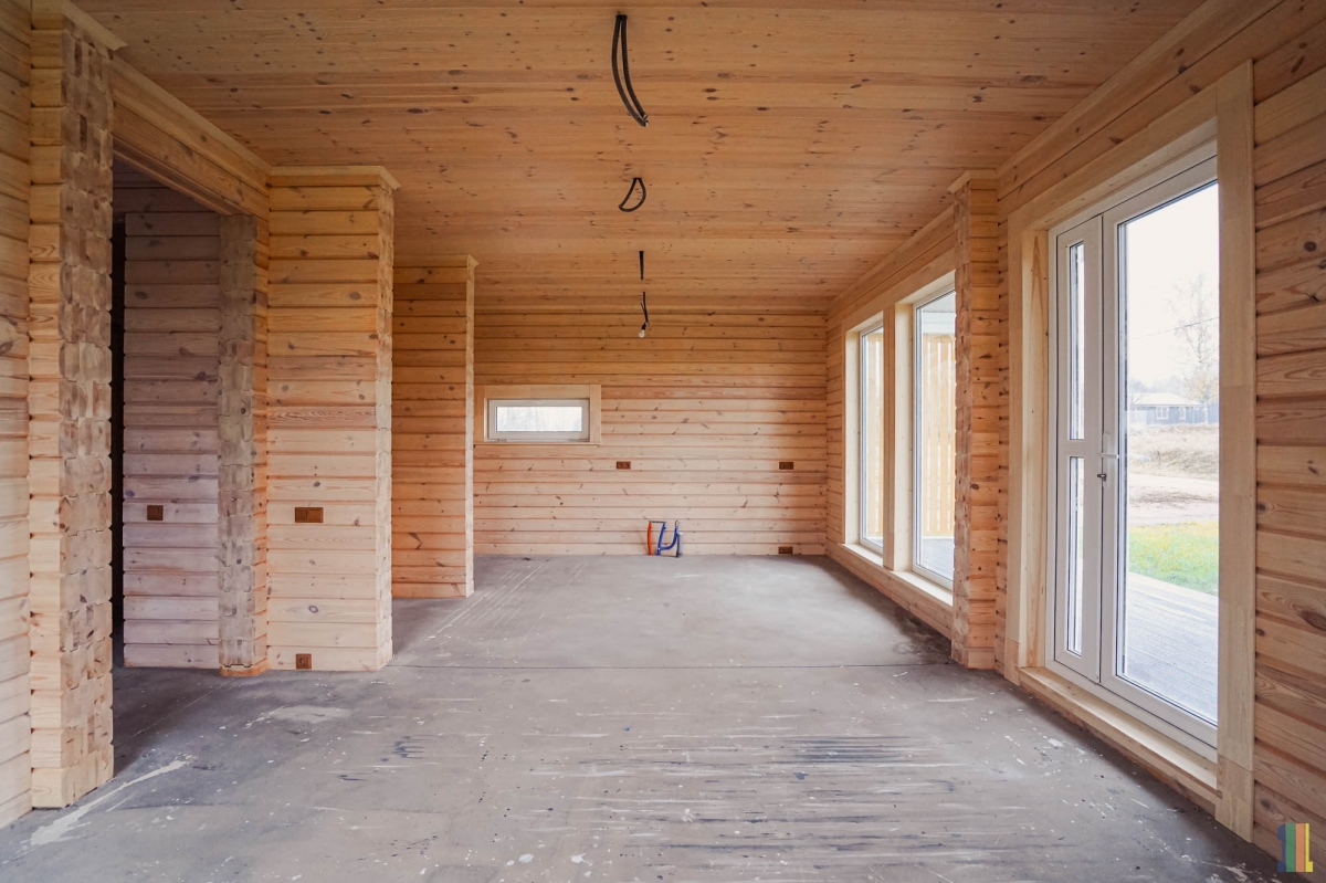 Одноэтажный дом из клеенного бруса 120 м2 Одноэтажный дом из клеенного бруса 120 м2